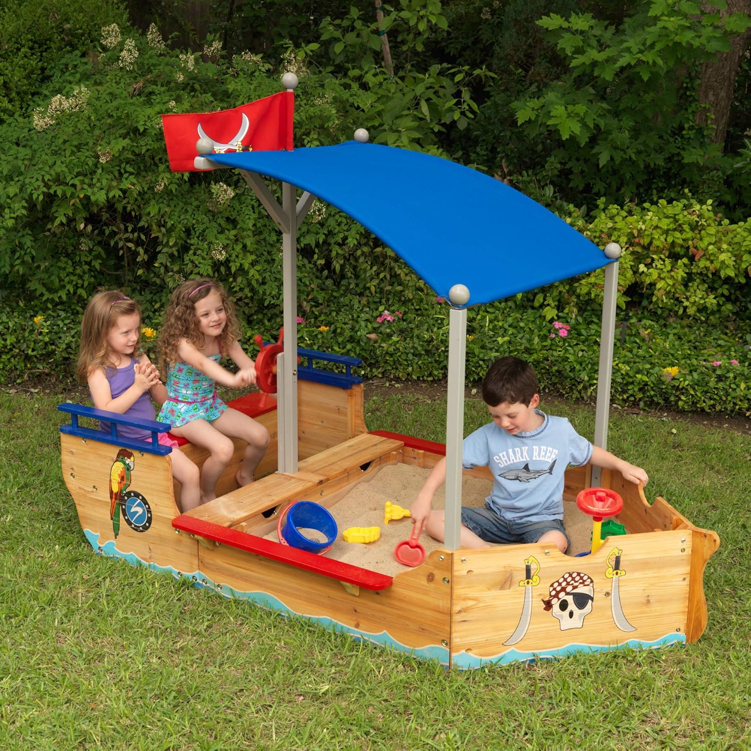 Wooden Pirate Sandbox with Canopy P8957