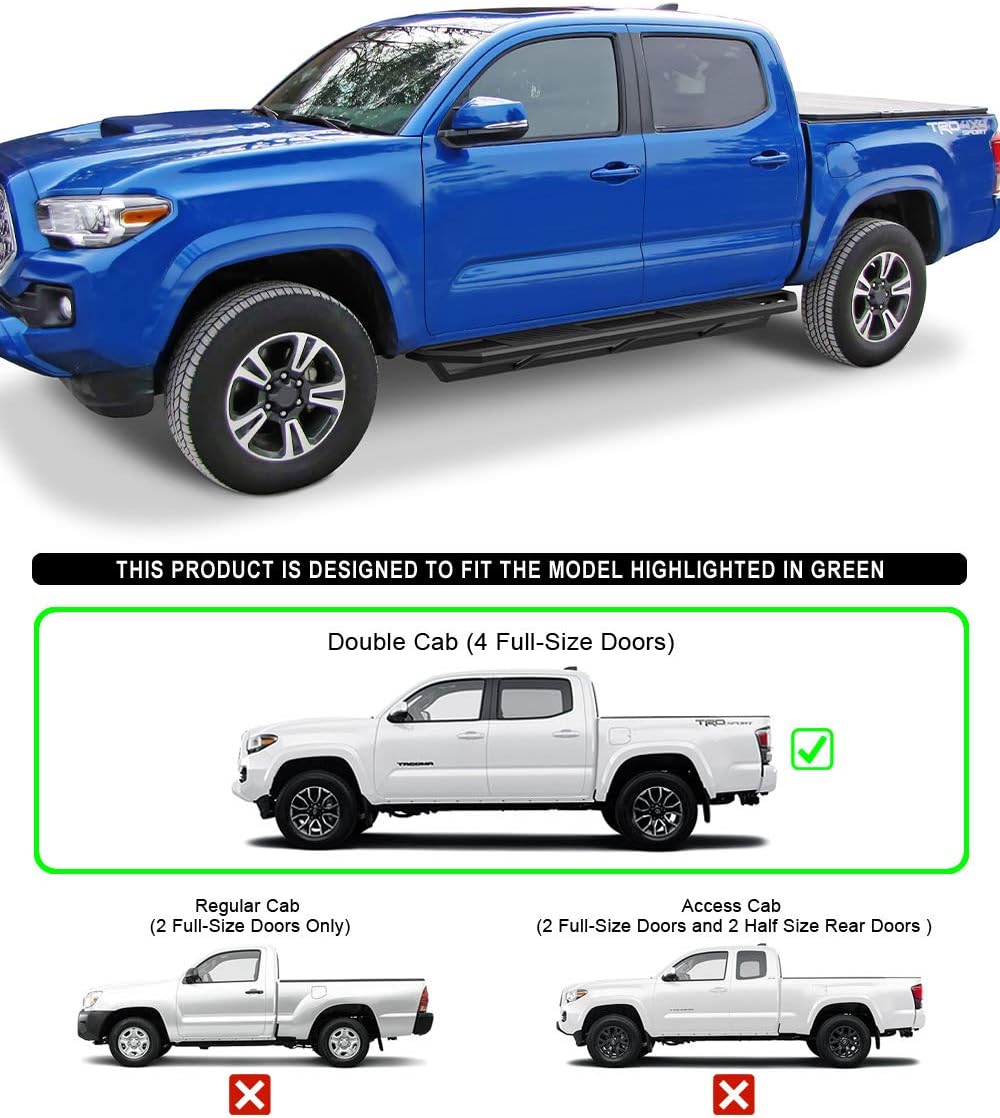6.5in Aluminum Running Boards for Toyota Tacoma Double Crew Cab L740