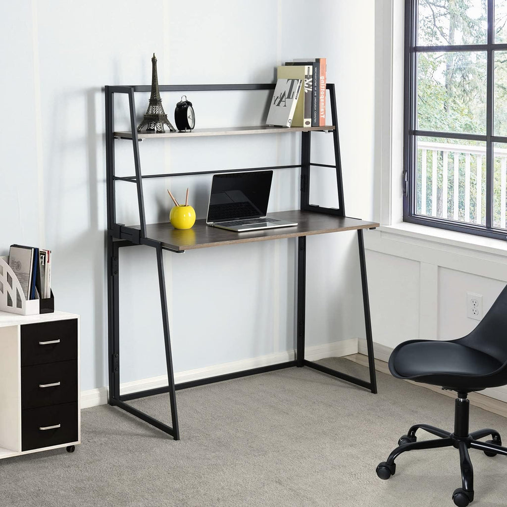Computer Desk with Storage Shelf, Oak White, 39.4x18.9x35.4in, Pack of 2 D5195