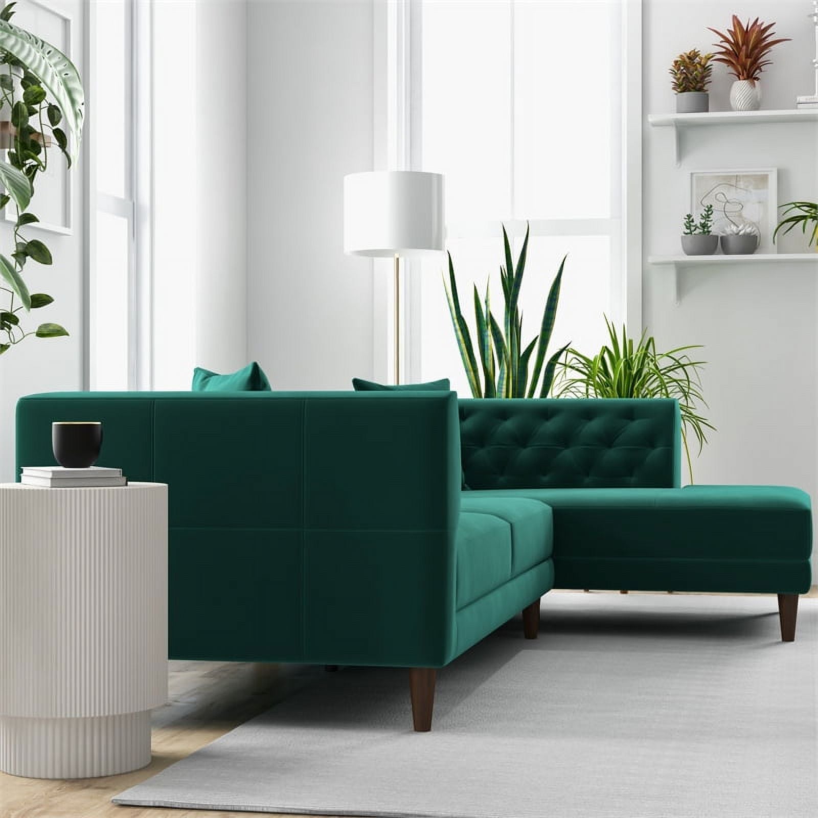 Green Microfiber Sectional Sofa O5064