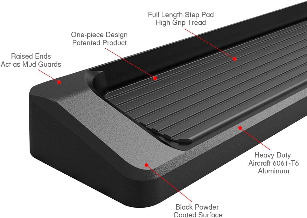 6in Black Running Boards H6980