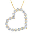 14K Yellow Gold Diamond Heart Pendant Necklace with Silver Chain U7751
